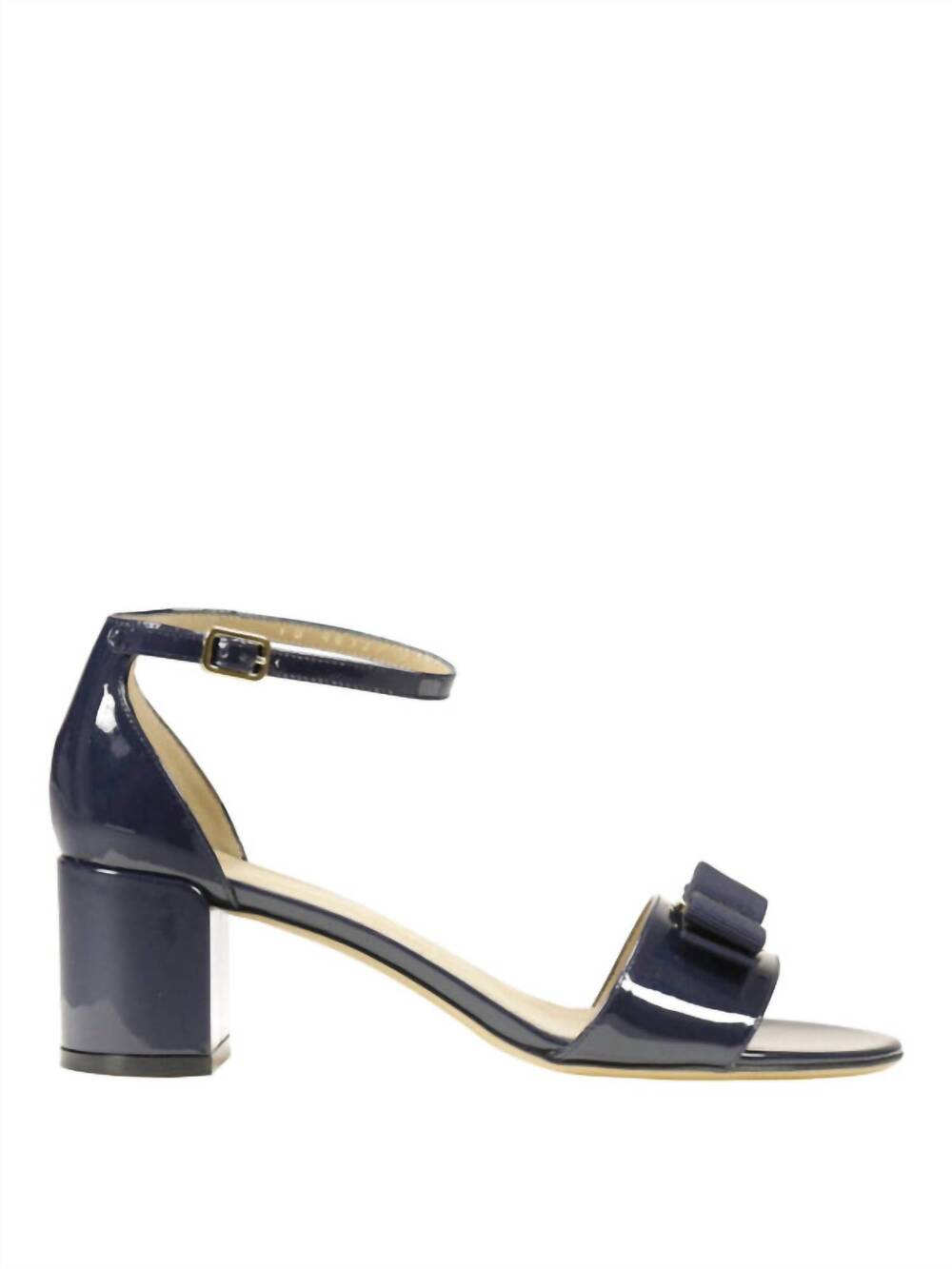 NEW SALVATORE FERRAGAMO women's gavina block heel sandals in oxford blu